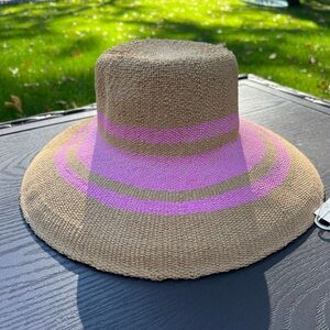 a new day Tan and Pink Wide Brim Sun Hat